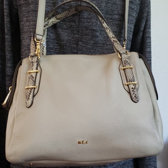 Lauren Ralph Lauren Beige Leather Crossbody - Picture 7 of 8